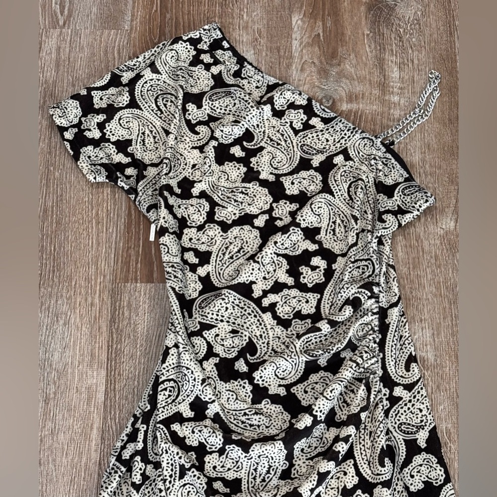 MICHAEL MICHAEL KORS Paisley Velvet One-Shoulder Dress - Picture 4 of 6